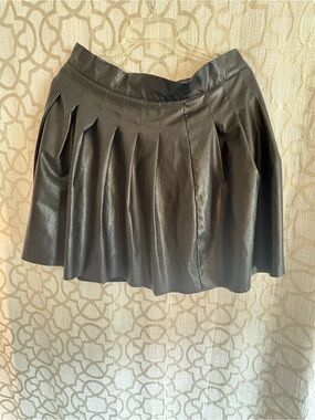 SHEIN Black Faux Leather Circle Skirt